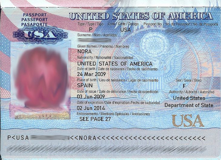 Passport issued. USA Passport. Us Passport scan.